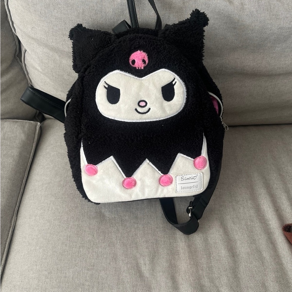 Sanrio Kuromi Loungefly Mini Backpack with Pink Accents.